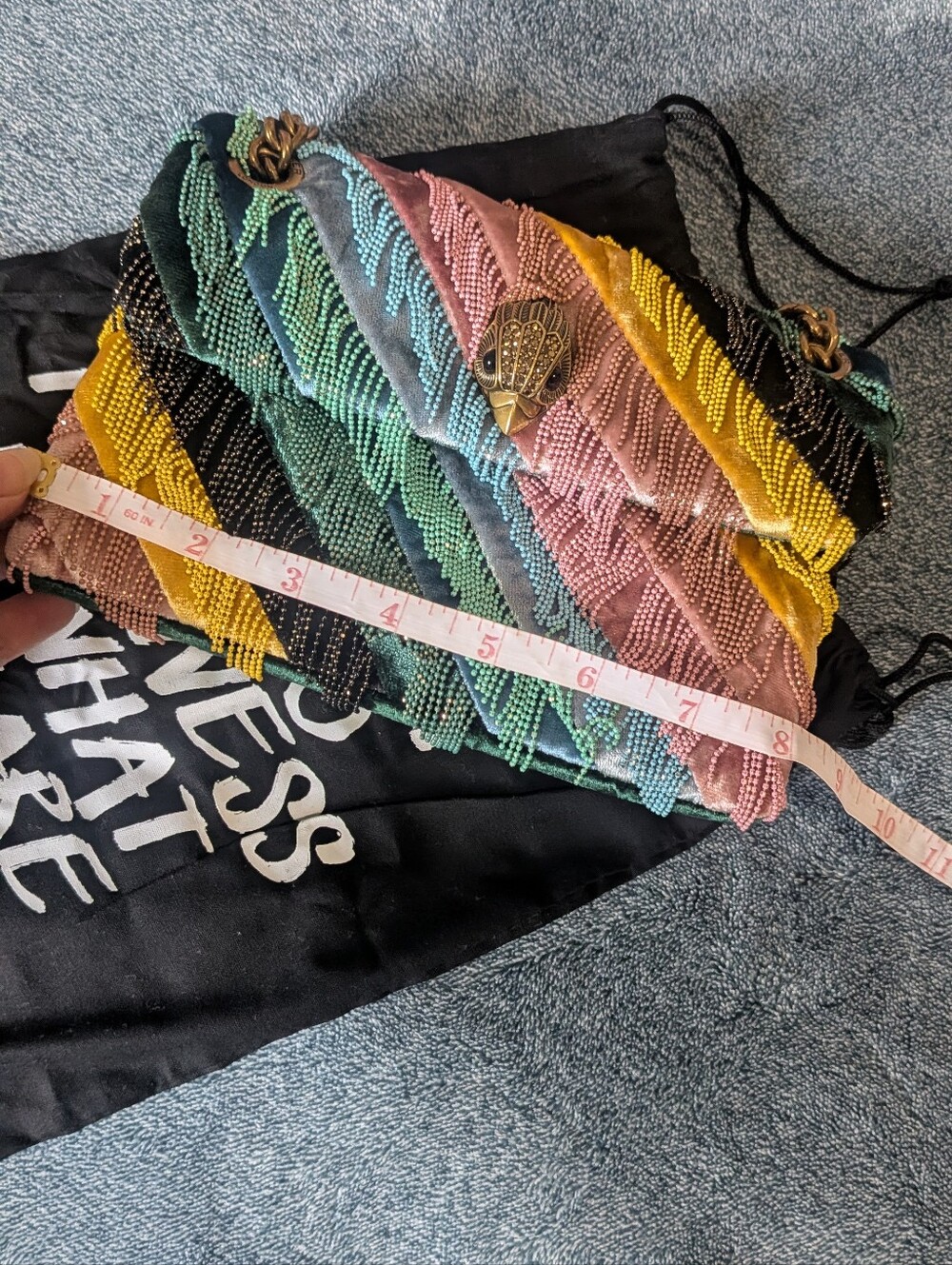 Kurt Geiger  Mini Beaded Fringe Multicolor Shoulder Bag - Picture 9 of 13
